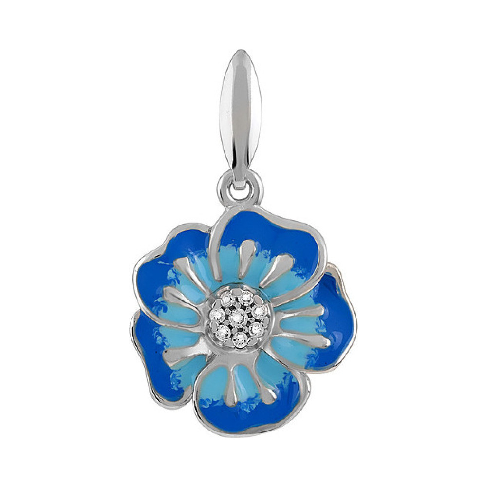 Серебряная подвеска с фианитом и эмалью № 134723
