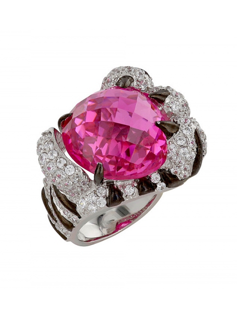 Серебряное кольцо с фианитом № 83548