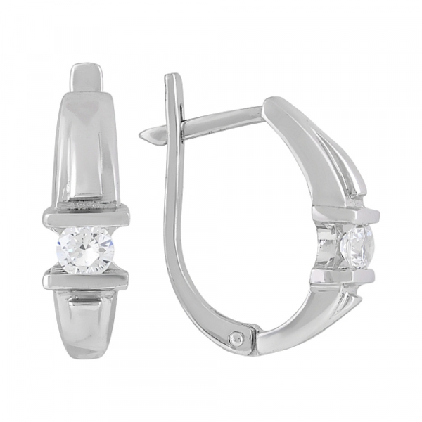 Золотые серьги с бриллиантом № 98774