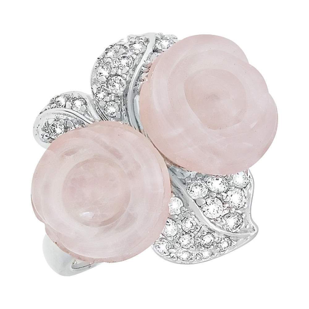 Серебряное кольцо с имитац. кварца и фианитом № 100218