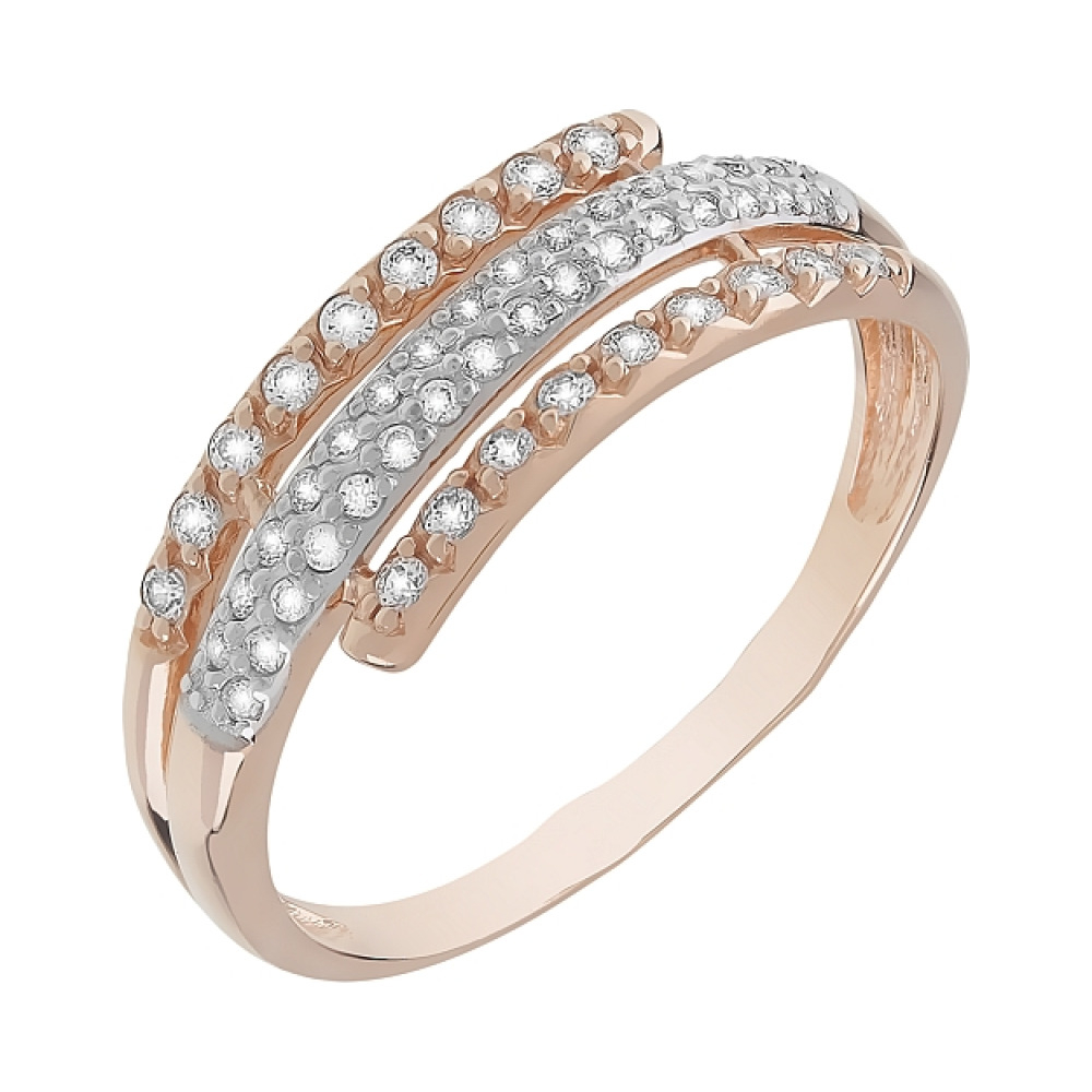 Золотое кольцо с фианитами № 112327