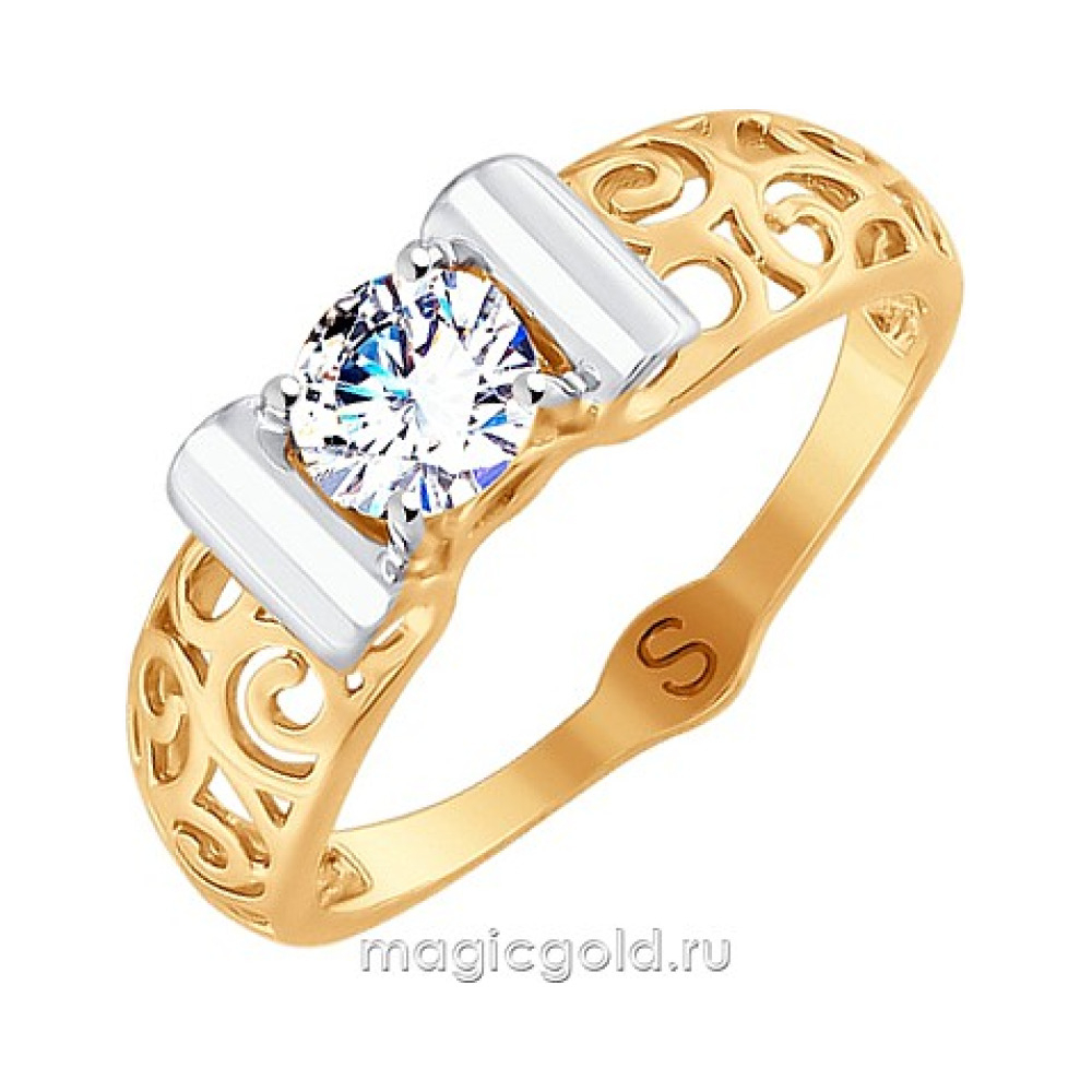 Золотое кольцо с фианитом № 163150