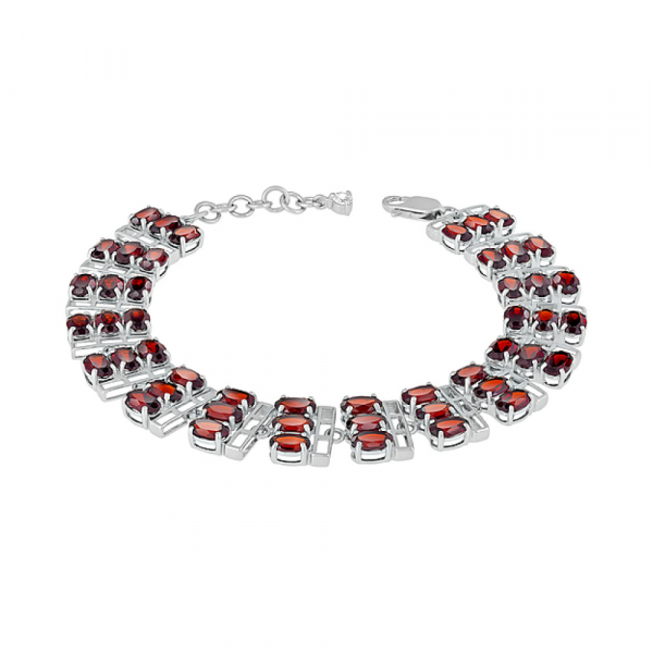 Серебряный браслет с гранатом и фианитом № 127643