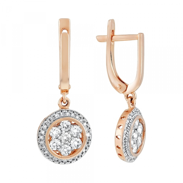 Золотые серьги с бриллиантом № 112923