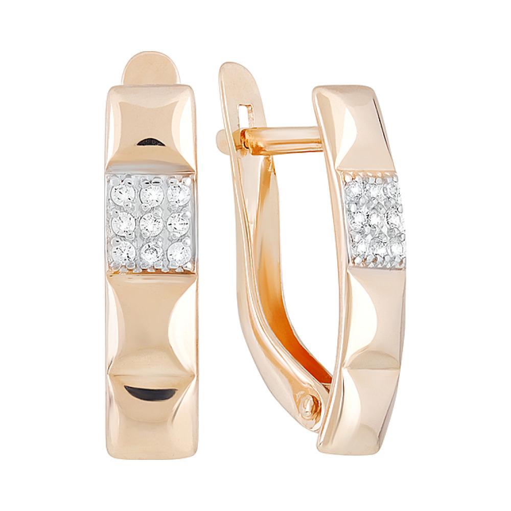 Золотые серьги с фианитом № 129884