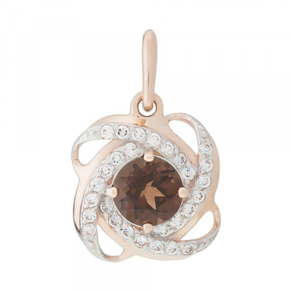 Золотая подвеска с раухтопазом и фианитом № 95753