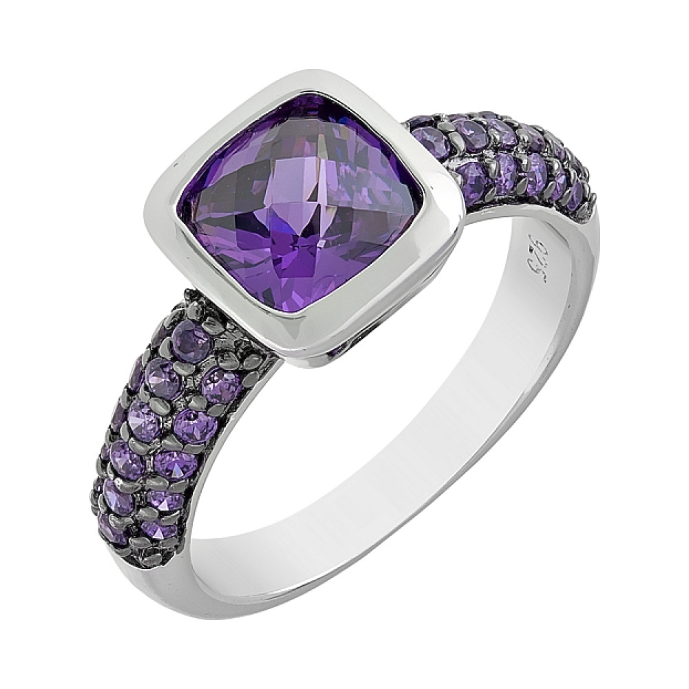 Серебряное кольцо с фианитом № 108585