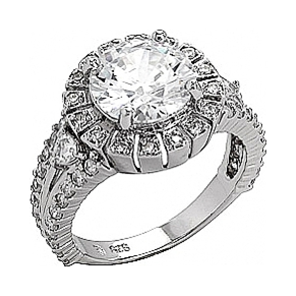 Серебряное кольцо с фианитом № 75151