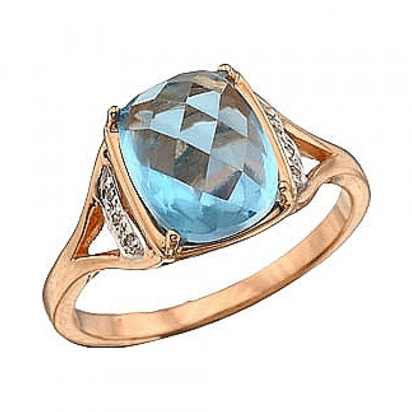 Золотое кольцо с бриллиантом и топазом № 35347