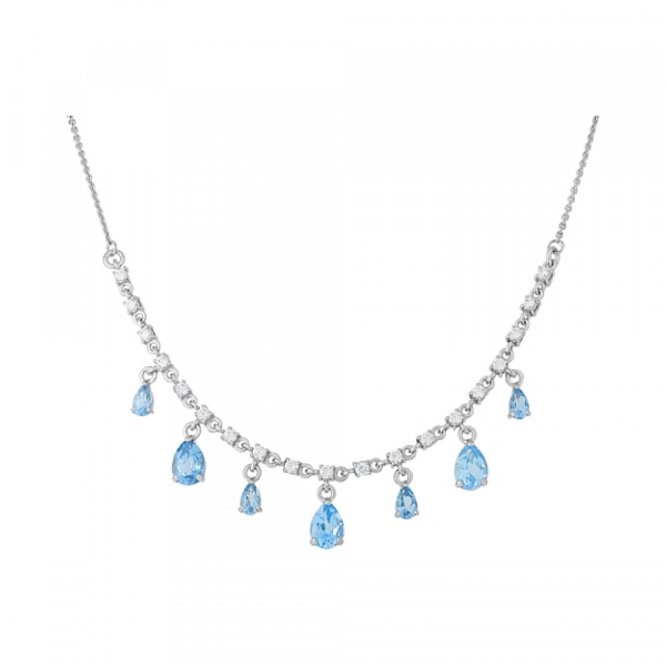 Золотое колье с топазом и фианитом № 114317