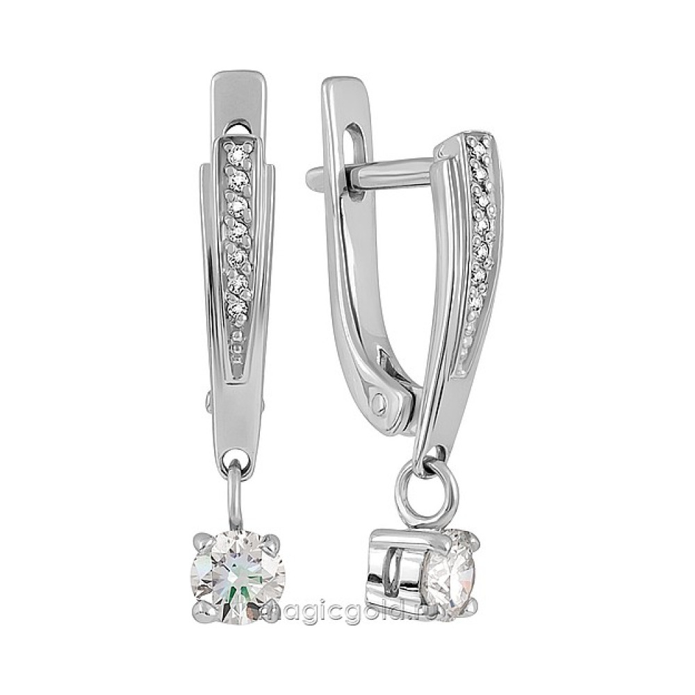 Золотые серьги с бриллиантом № 134629