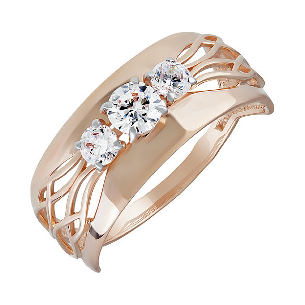 Золотое кольцо с фианитом № 138036