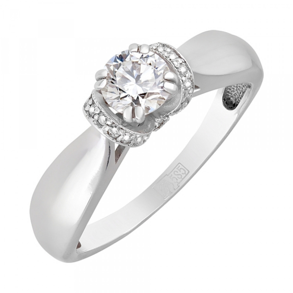 Золотое кольцо с бриллиантом № 122384