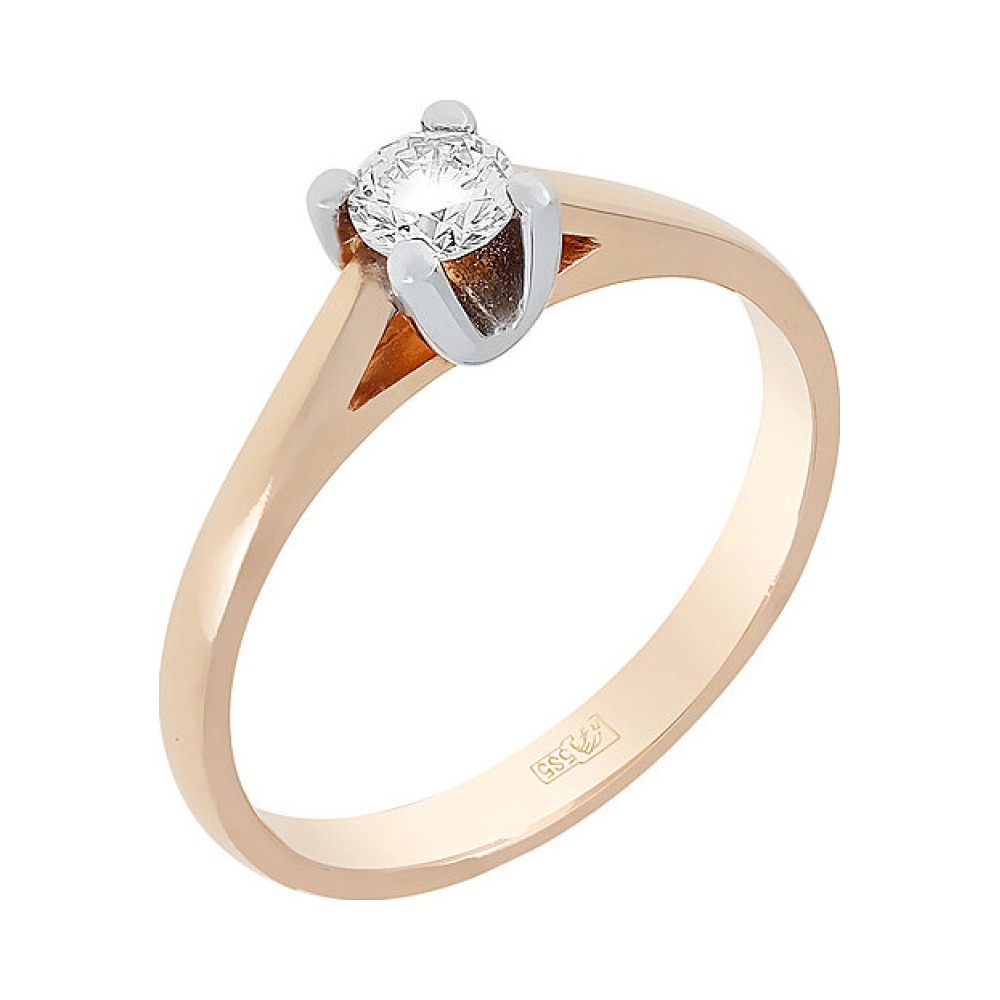 Золотое кольцо с бриллиантом № 37213