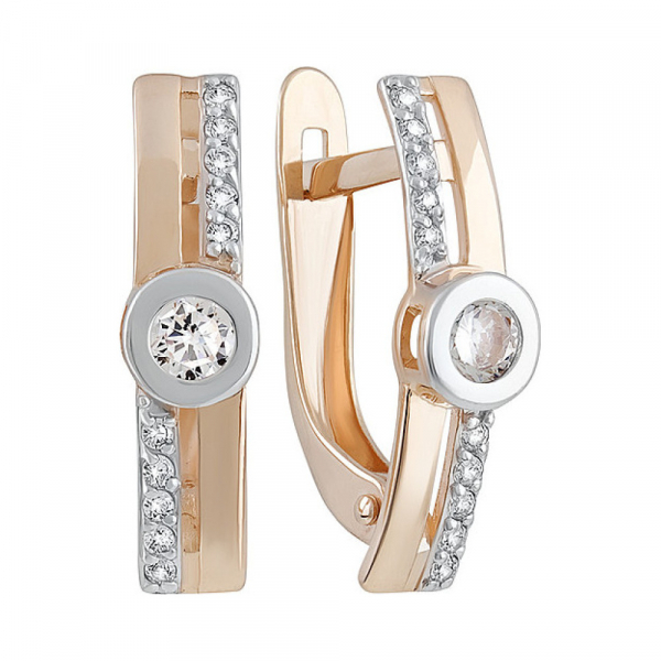 Золотые серьги с фианитом № 135190