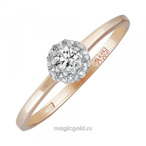 Золотое кольцо с фианитом № 137782