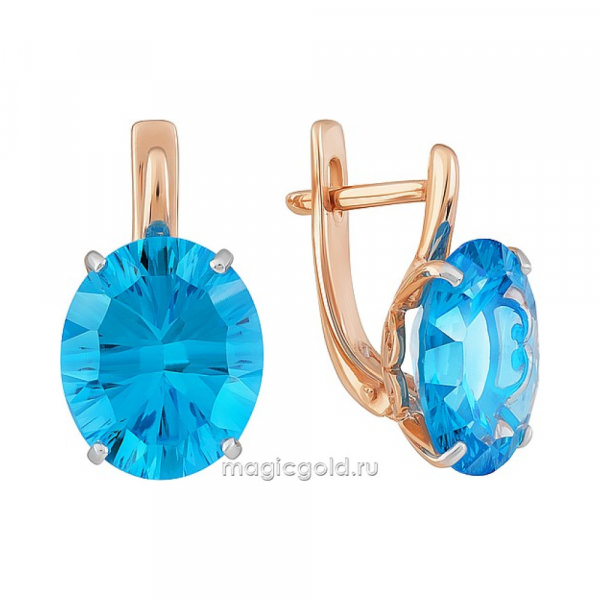 Золотые серьги с топазом № 164216