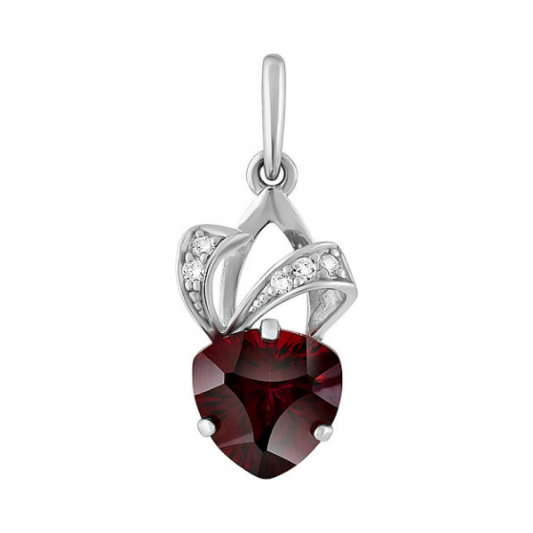 Серебряная подвеска с гранатом и фианитом № 134240