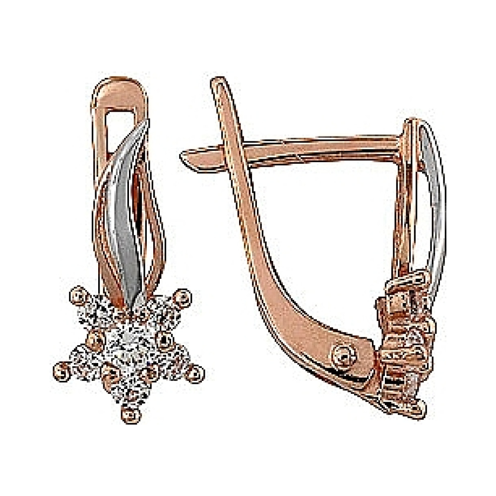 Золотые серьги с фианитом № 72651