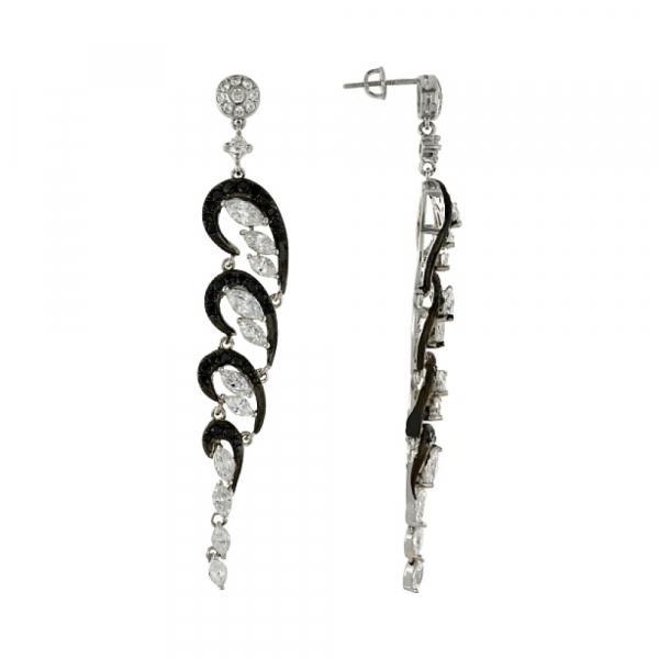 Серебряные серьги с фианитом № 83195