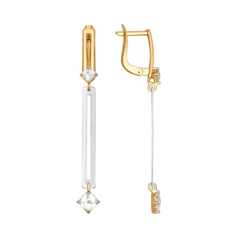 Золотые серьги с кристаллом swarovski № 155861