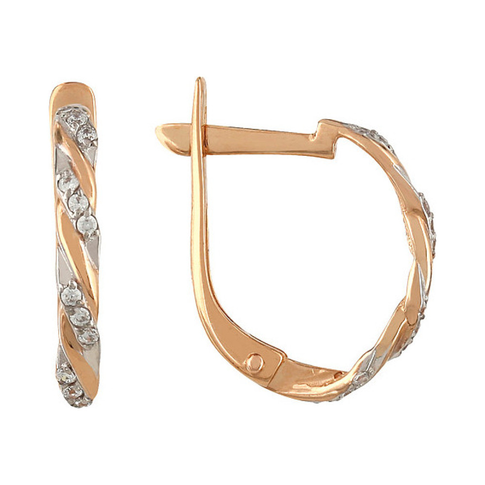 Золотые серьги с фианитом № 107399