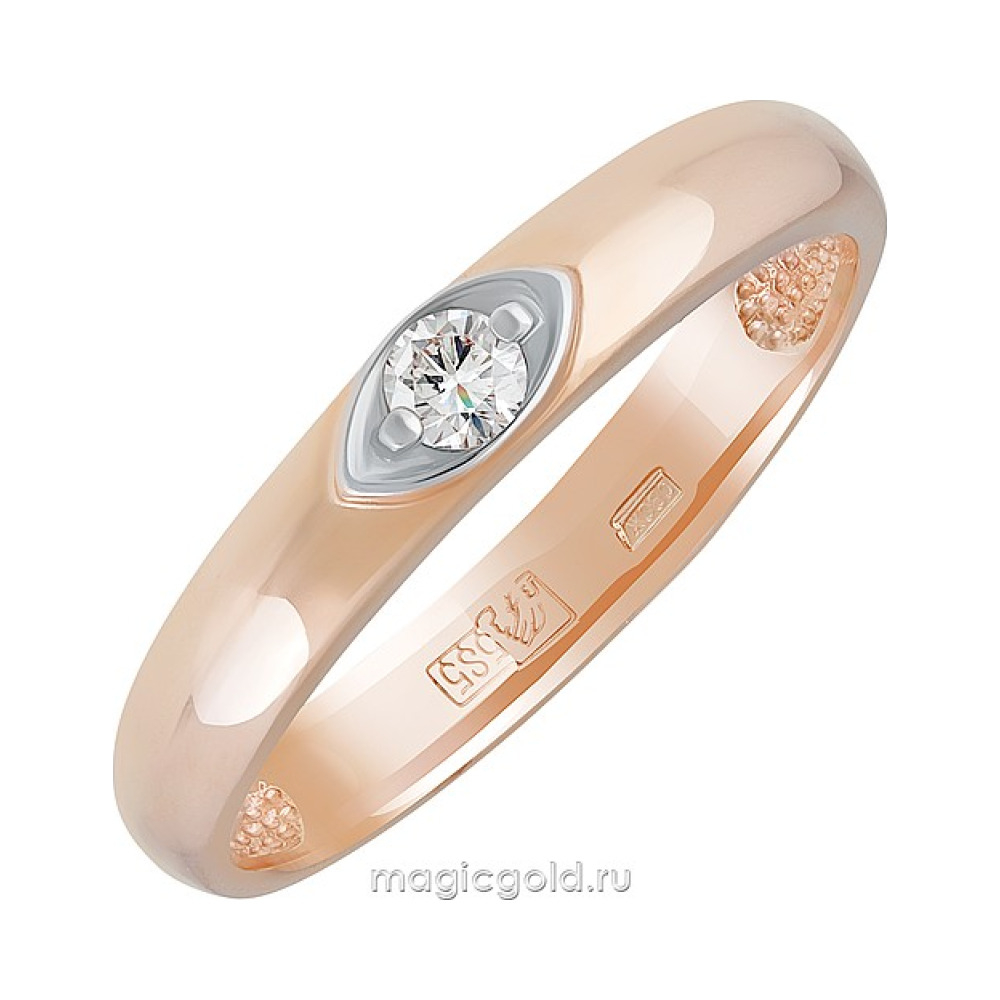 Золотое кольцо с бриллиантом № 163422