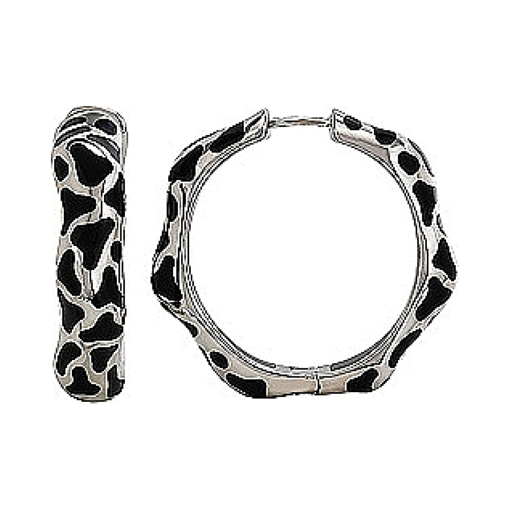 Серебряные серьги с каучуком № 83043