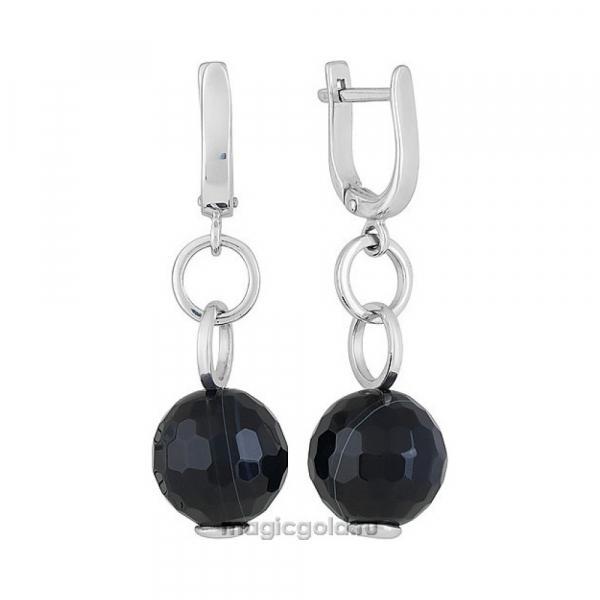 Серебряные серьги с агатом № 139344