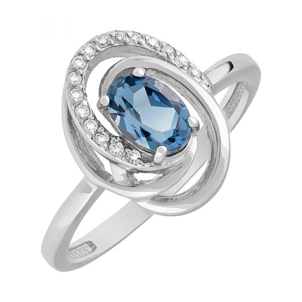 Золотое кольцо с топазом и фианитом № 119956