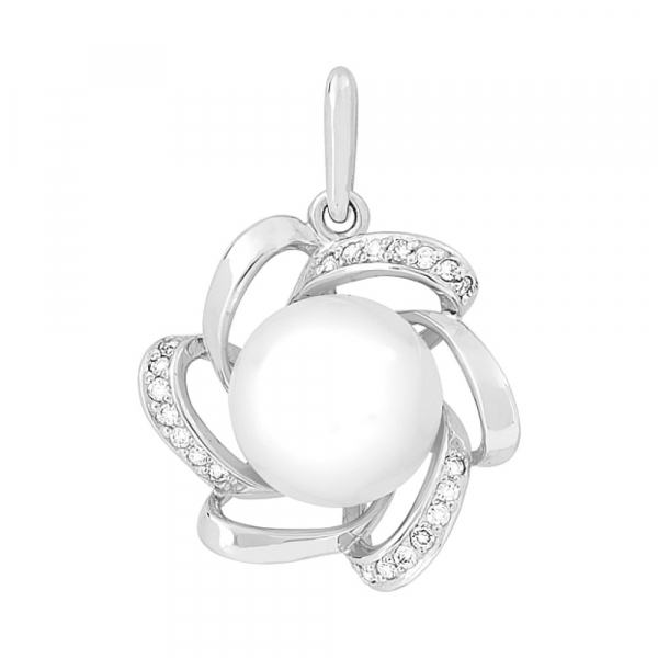 Золотая подвеска с бриллиантом и жемчугом № 104369