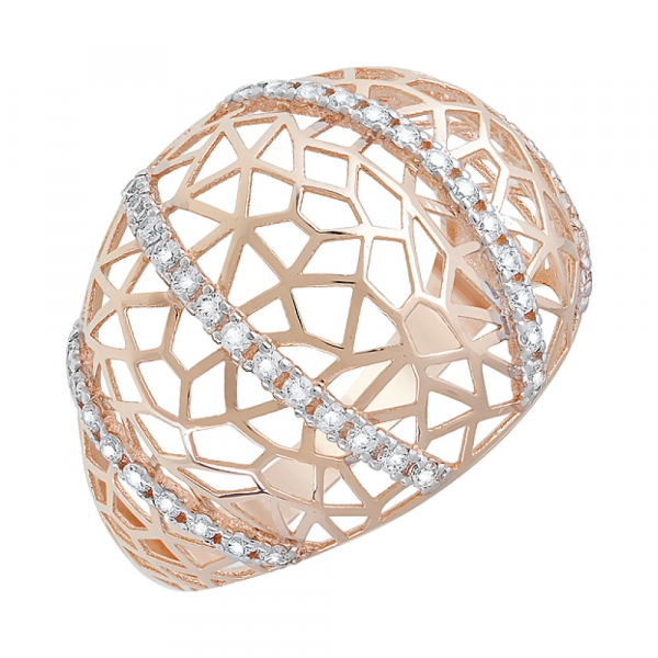 Золотое кольцо с фианитами № 123443