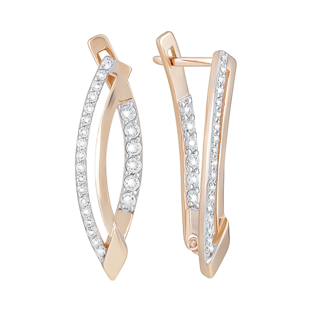 Золотые серьги с фианитами № 124168