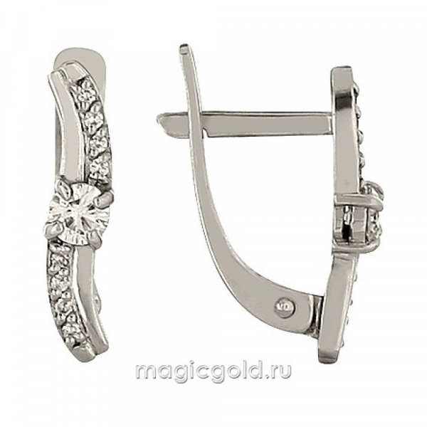 Золотые серьги с бриллиантом № 160057