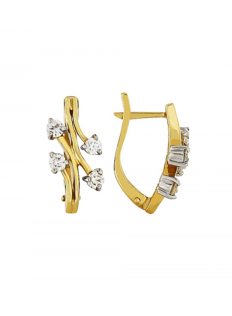 Золотые серьги с бриллиантом № 83676