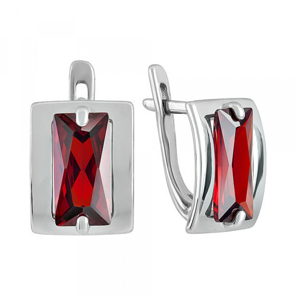 Серебряные серьги с фианитом № 129700