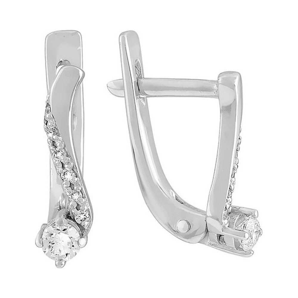 Золотые серьги с бриллиантом № 120210