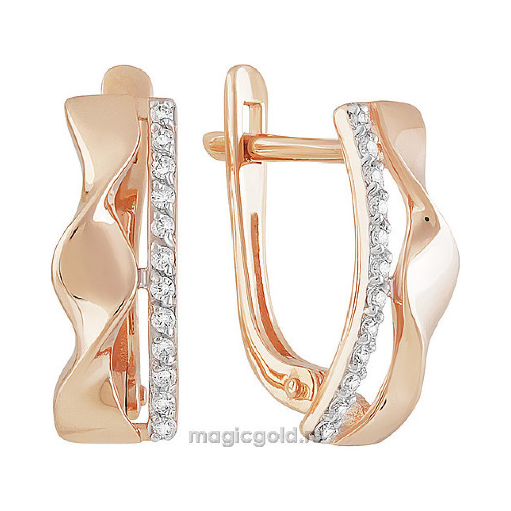 Золотые серьги с фианитом № 160786