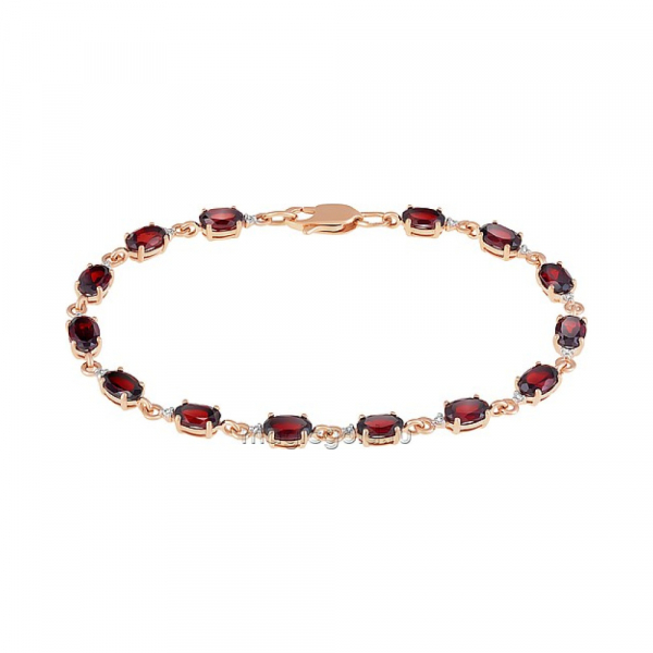 Золотой браслет с гранатом и фианитом № 163539