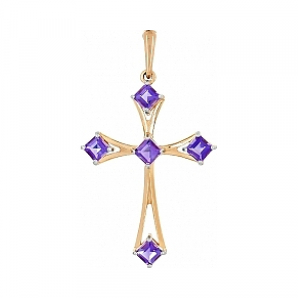 Золотая подвеска с аметистом № 107280