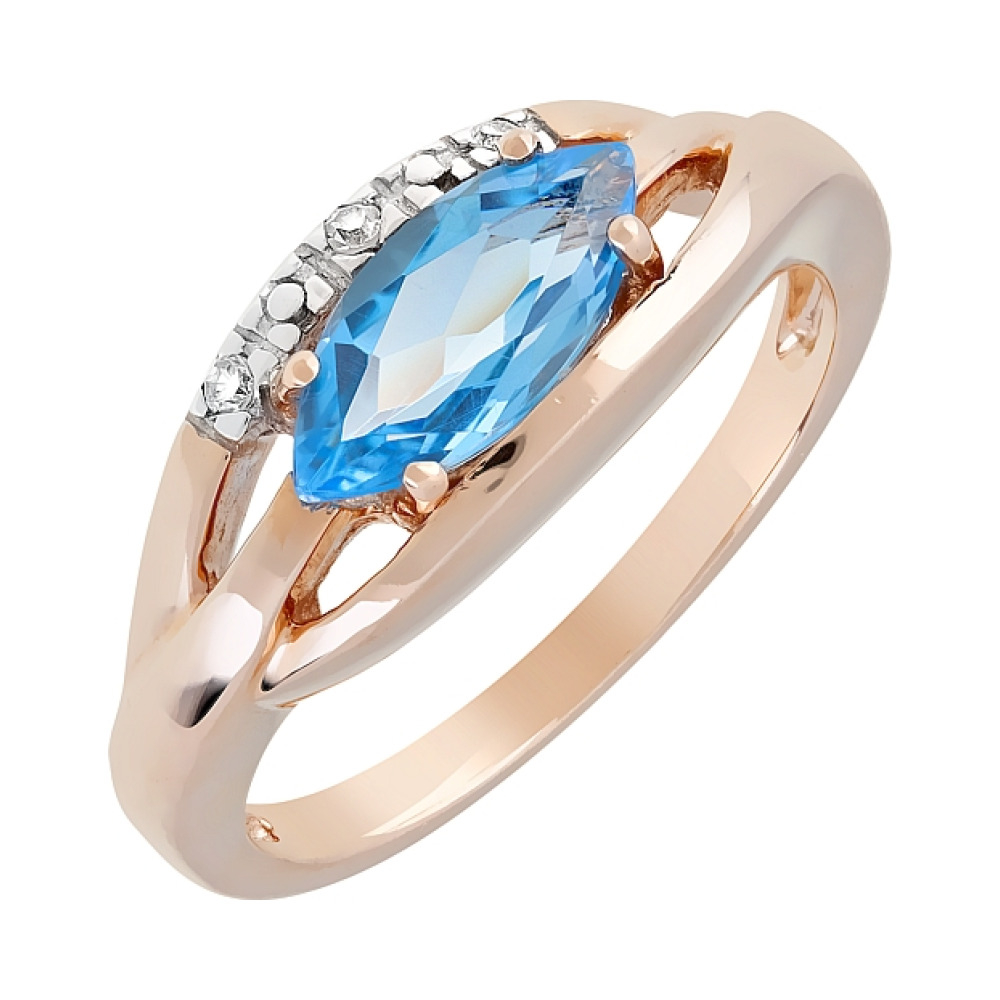 Золотое кольцо с бриллиантом и топазом № 64373