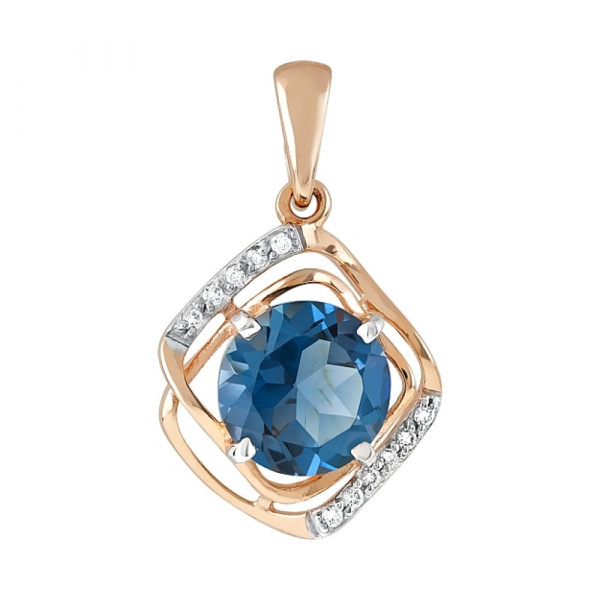 Золотая подвеска с топазом и фианитом № 118264
