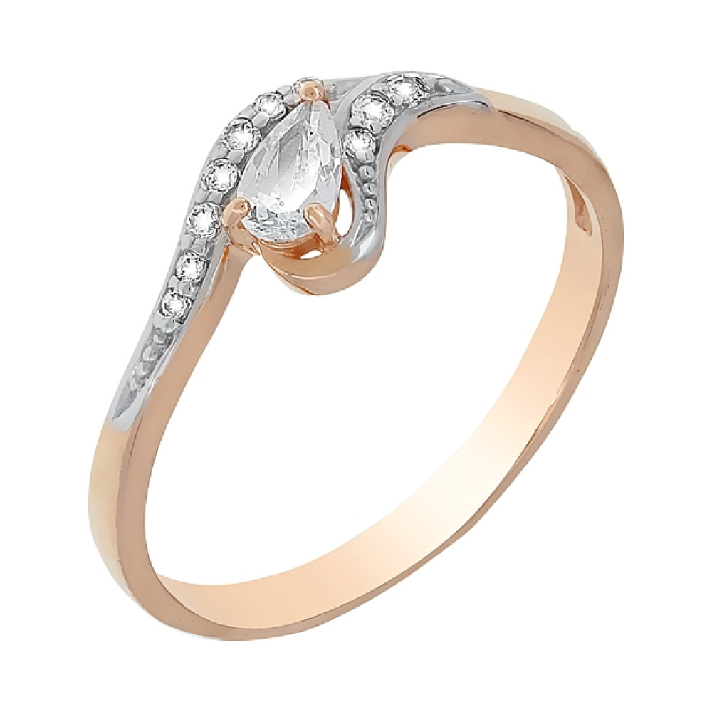 Золотое кольцо с фианитом № 85450