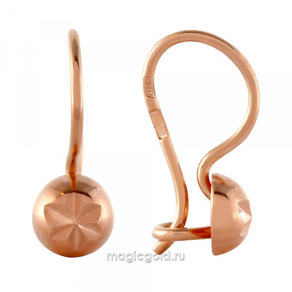 Золотые серьги без камня с алмазкой № 95975