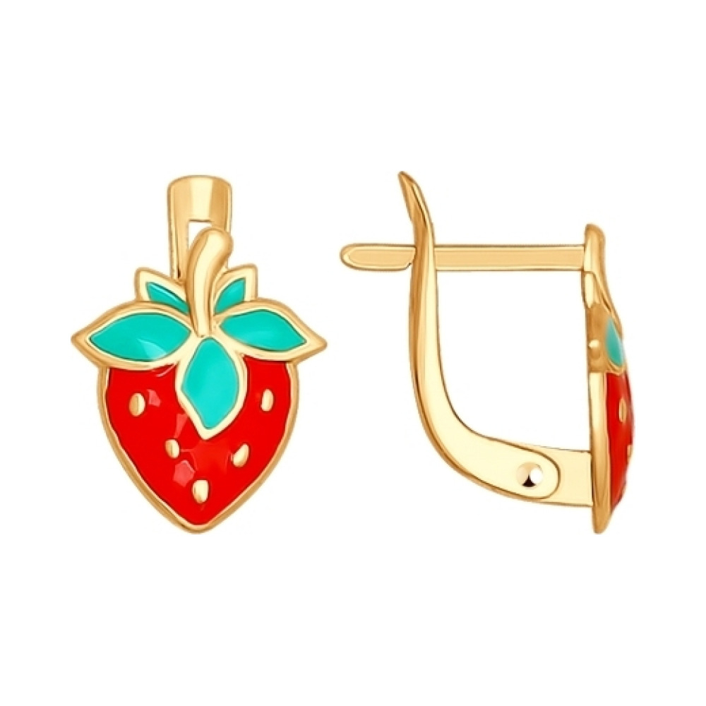 Золотые серьги с эмалью № 138380