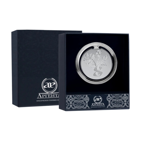 Закладка для книг с логотипом 8 Марта из серебра 925 пробы