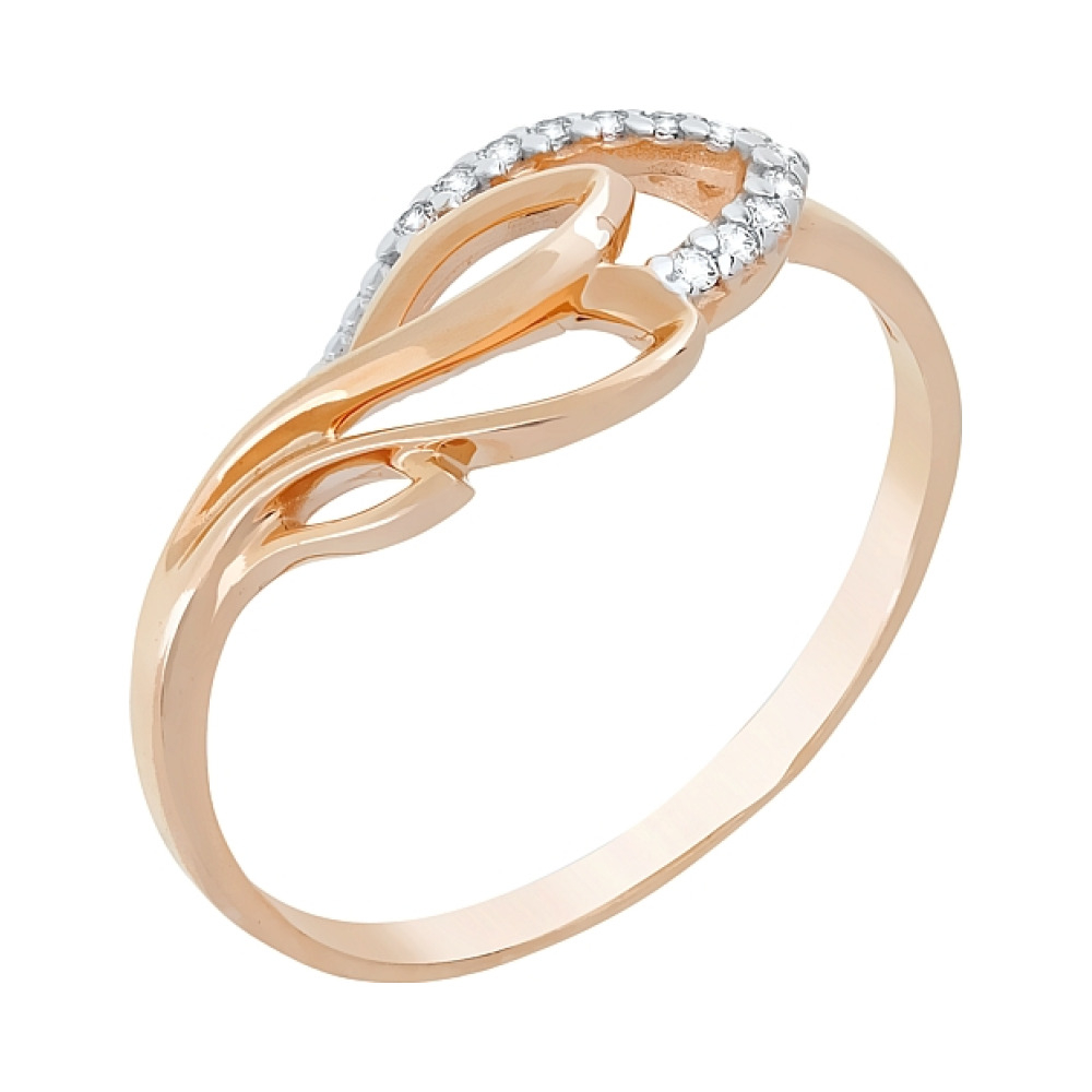 Золотое кольцо с фианитами № 107605