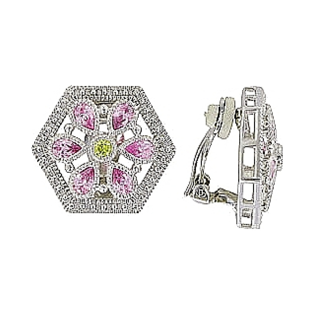 Серебряные серьги с фианитом № 67659