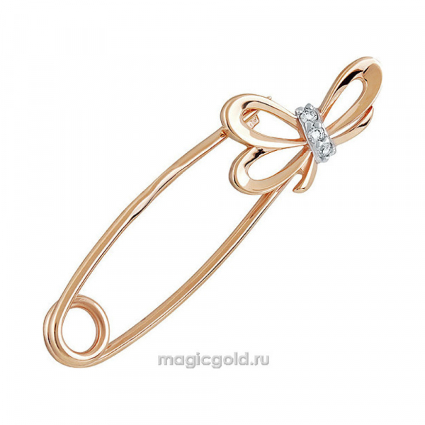 Золотая брошь с фианитом № 137784