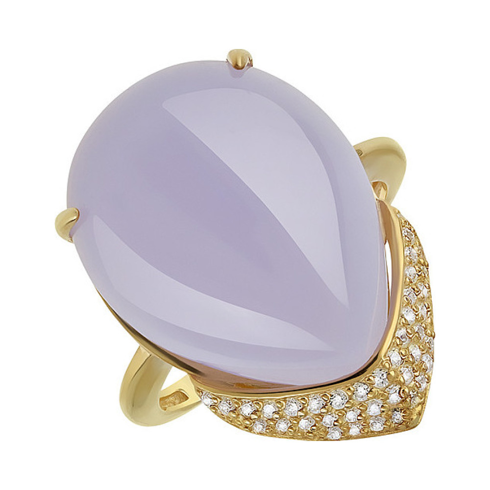 Серебряное кольцо с алпанитом , фианитом и золотым покрытием № 132474